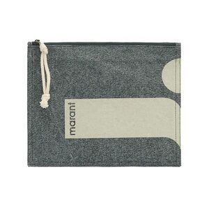 ISABEL MARANT Women's Canvas Clutch Bag with Logo Detail Women BLACK Clutches